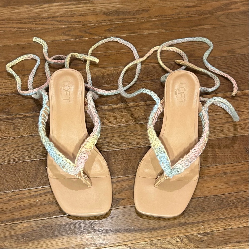 LOFT Women's Pastel Multicolor Tie Sandals